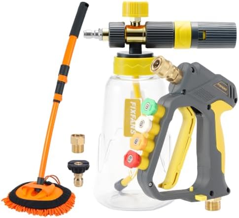 FIXFANS Pressure Washer Foam Cannon Gun, Car Wash Brush with Long Handle by FIXFANS