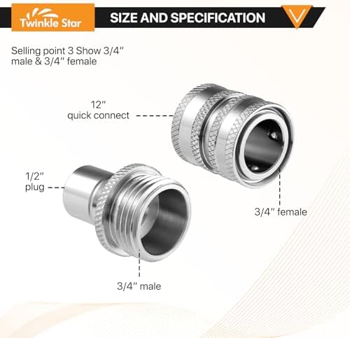 Twinkle Star Pressure Washer Adapter Set, Stainless Steel, 8 Sets - Image 3