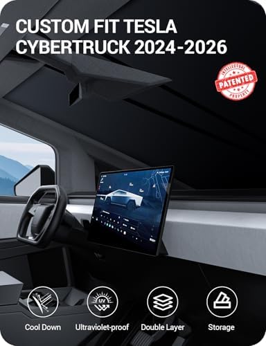 BASENOR Windshield Sunshade for 2024-2026 Tesla Cybertruck No Gaps Nano - Image 2