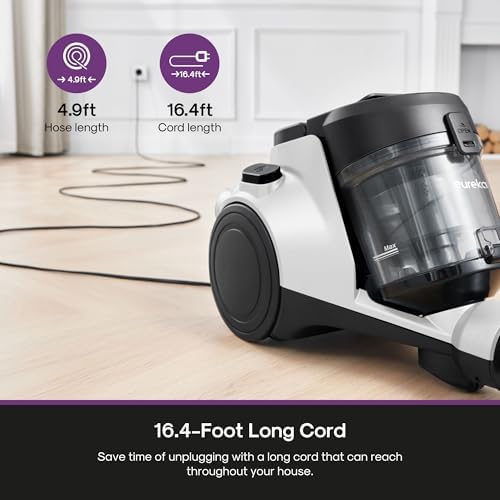 Eureka Bagless Canister Vacuum Cleaner, Household Vacuum for Home, White - Image 4