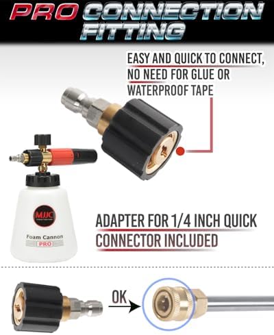 MJJC Foam Cannon Pro V2.0 (Thicker Snow Foam Technology) with 1/4 Inch Quick Connector for Pressure Washer, 40 oz Bottle (Pro V2.0 (1/4" Quick Connector) + SOAP Sample) - Image 4