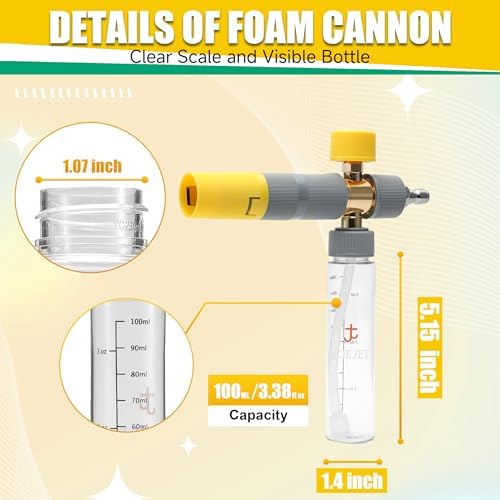 JOEJET Pressure Washer Foam Cannon with Short Gun, Mini Foam Cannon 100ml - Image 6
