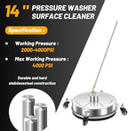 LidoDola 14'' Pressure Washer Surface Cleaner, Power Washer Accessory - Image 3