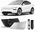 Zanch Windshield Sun Shade Umbrella for Tesla Model Y/3 (Including Juniper) 2018-2026 [Interior Protection, Up to 75℉ Cooler] Custom-Fit, No Sagging, No Gaps, Foldable Front Sunshade Umbrella by Zanch