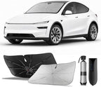 Zanch Windshield Sun Shade Umbrella for Tesla Model Y/3 (Including Juniper) 2018-2026 [Interior Protection, Up to 75℉ Cooler] Custom-Fit, No Sagging, No Gaps, Foldable Front Sunshade Umbrella by Zanch