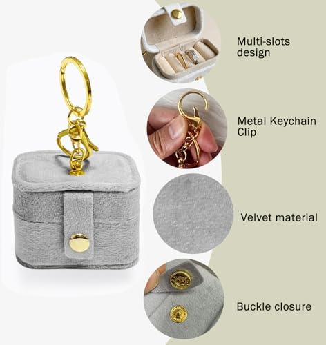 Ring Bearer Pillow Box for Dog Collar, Velvet Wedding Mini Ring Holder Pouch for Pet, Travel Ring Earrings Storage Box for Proposal Engagement Wedding Ceremony Party (Gray) - Image 3