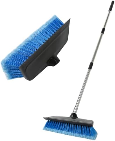 52" Car Wash Brush with Long Handle | Built-in Rubber Squeegee & Rubber Bumper | Lightweight extendable Handle | Soft Bristle Brush for Car, RV, Boat, Solar Panel, Deck Washing by NAVAPAL