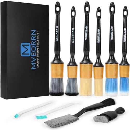 MVEQRRN 10PCS Car Detailing Brush Set,Boars Hair Detail Brush Kit(Gold) by MVEQRRNcardetailbrushset