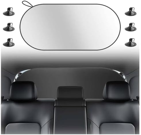 39.37"x19.76" Car Rear Window Sun Shade with 6 Suction Cups,Titanium Silver Rear Windshield Sun Shade for Blocking Heat,Foldable Back Window Suns Shades for Car SUV by Unknown