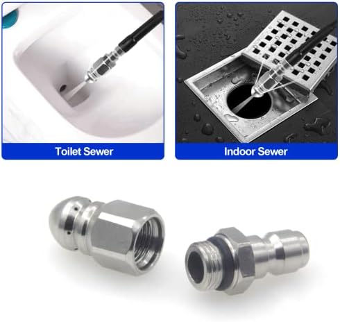 MIZORLIE Pressure Washer Sewer Jetter Nozzle Stainless Steel，2 Sets - Image 4