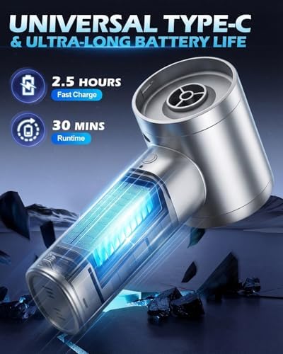 2026 Upgraded Handheld Car Vacuum, Cordless Car Vacuum Cleaner with 15000Pa Strong Suction, Brushless Motor & Filter, 7-in-1 Cleaning Kit, Type-C Charging for Home Office Car Pet (Silver) - Image 5