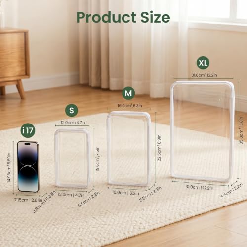 5Pcs Clear Hard Shell Zipper Case, Water Resistant Travel Organizers | Clear PET hard shell with double zippers; waterproof, stackable and wipe-clean for makeup, toiletries, baby items and travel. - Image 4
