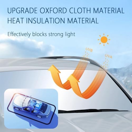 300T Thickened Automotive Glass Sunshade and Comes with Storage Bag,Keep Car Interior Cool,Universal Windshield Sun Shade Fit for Cars,Trucks,SUVs (L: 57.08 * 31.5 inch) - Image 4