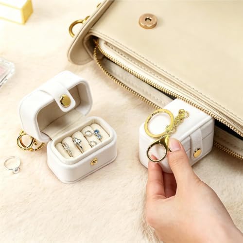 Ring Bearer Pillows for Dog Collar, Velvet Wedding Ring Pillow Box for Pet, Mini Ring Holder Pouch Box, Earrings Storage Box for Proposal Engagement Wedding Ceremony Party (Ivory) - Image 5