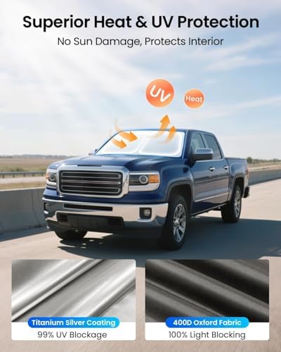 REEVAA Car Windshield Sun Shade for GMC Sierra 1500 2500 3500 (2026-2019) - Image 3