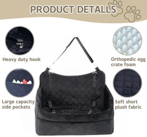 Dog Car Seat for Large Dogs up to 55 lbs, Heavy Duty Booster Seat | Reinforced pet car seat: safety tether, adjustable straps, waterproof Oxford fabric, anti-slip base for SUV, car & truck - Image 4