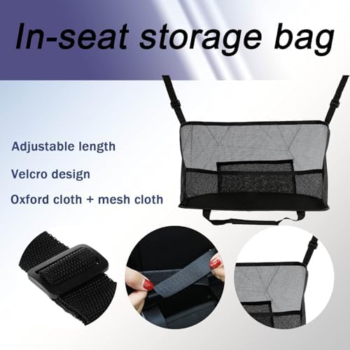 Car Net Pocket Handbag Holder, Organizer Mesh Bag Between Seats, Driver Storage Netting Pouch for Handbag Purse, Universal Accessory for Women and Men, Pet/Kids Car Barrier (Black) - Image 4