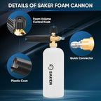 Saker Foam Cannon, 1/4 Inch Quick Connect, Power Washer Foam Cannon with 5 Pressure Washer Nozzles - Image 3