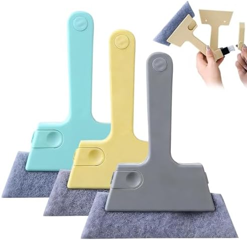 Window Track Cleaner, 4-in-1 Crevice Cleaning Brush (with Bristle Brush, Gap Dustpan, Scraper), Handheld Window Sill Cleaner Tool, Window Track Cleaning Tools for Sliding Door, Home Cleaning (3 Pack) by Wloengw