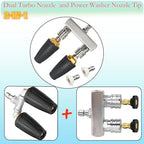 Dual Turbo Nozzle Pressure Washer and Dual Pressure Washer Tips 2-in-1,with 2 PCS 360°Rotating Turbo Nozzle,2 PCS Nozzle Tips,4000 PSI,1/4 Inch Quick Connect pressure washer accessories - Image 2