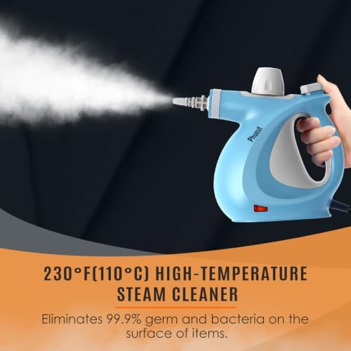 Phueut Pressurized Handheld Multi-Surface Natural Steam Cleaner with 12 pcs Accessories, Multi-Purpose Steamer for Home Use, Steamer for Cleaning Floor, Upholstery, Grout and Car (Blue) - Image 2