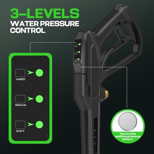 Electirc Pressure Washer with 3 Levels Adjustable Pressure Gun, Portable Pull-Handle, 4 Nozzles and Foam Cannon, Heavy Duty Pressure Washer for Home/Car/Fence/Garden, Red - Image 2