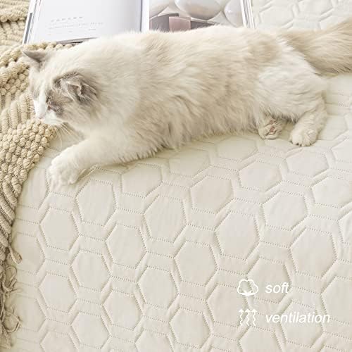 Waterproof Blanket Couch Cover for Dogs Non-Slip Pet Sofa Protector | Tcksstex Non-slip waterproof couch cover scratch resistant machine washable protects sofa bed car（52x82-Ivory） - Image 5