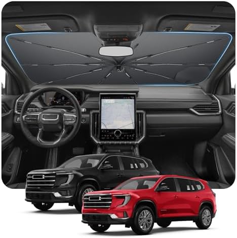 Umbrella Sunshade for Car Windshield 2025 2026 GMC Acadia, Custom Fit Windshield Sun Protector Cover, 6-Layer Heat-Resistant Fabric, Ultra-Strong Fiberglass Frame, Quick Setup (for 2025+ Acadia) by BSTW