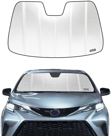 Pigenius Windshield Sun Shade for Toyota Sienna 2021-2026,Without Heads up Display, Reflective Aluminum Film Front Window Sunshade - BLAZBLOCK by Pigenius