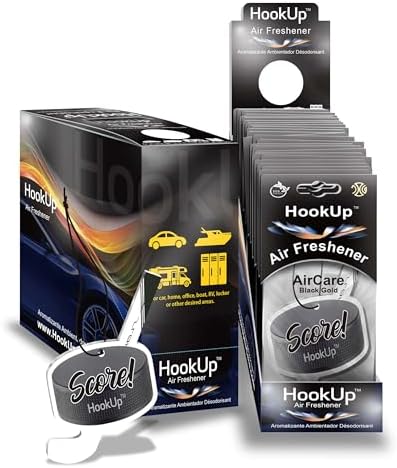 Hockey Car Air Freshener by HookUp - 25 Pack - Black Gold Scent (Extra Strong) | Unique Hockey Gift for Players, Coach, Fans | Hanging Car Accessory with Long Lasting Fresheners Smell by HookUpAirCare