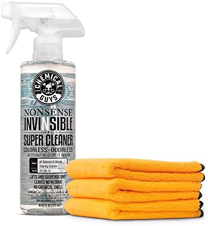 Chemical Guys SPI_993_16T Nonsense Colorless & Odorless All Surface Cleaner, Unscented (16 fl oz) Professional Grade Premium Microfiber Towels, Gold 16" x 16", Pack of 3 by ChemicalGuys