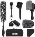 9Pcs Car Wheel & Tire Brush Kit, Wheel Cleaner Brush, Soft-bristled Rim Brush, Tire Shine Applicator Pad, Car Wash Mitt, Towel, Car Detailing Cleaning Wash Brush Supplies Kit by NIKCOSMK