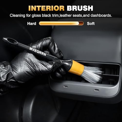MVEQRRN 7PCS Car Detailing Brush Set,Boars Hair Detail Brush Kit(Gold) - Image 3