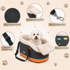 Pet Car Center Console Elevated Armrest Car Seat for Small Puppy, Dogs & Cats (Up to 10 lbs) – Dark Gray Washable Plush Carrier with Safety Leash, Fits Front Vehicle Console Space (Dark Grey) - Image 5