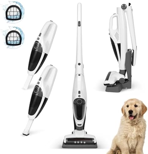 Intercleaner 2 in 1 Handheld & Stick Cordless Vacuum Cleaner, 2-Speed Powerful Suction Lightweight with LED Bagless Stick Vac with Handheld, for Hardwood Floor Carpet Car Pet Hair, Ultra Quiet by Intercleaner
