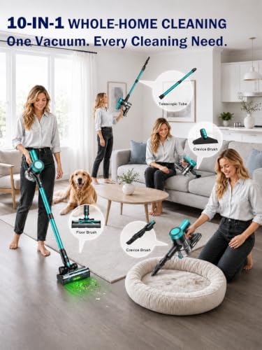Cordless Vacuum Cleaner, 500W 55KPa 10-in-1 Self-Standing Stick Vacuum with Smart LED Display, Vacuum Cleaners for Home, Pet Hair, Carpet, Hard Floors and Car - Image 5