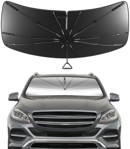 Windshield Sun Shade Umbrella for Mercedes-Benz GLE SUV 2016-2019,Foldable Car Accessories Front Window Sunshade, Titanium Silver Coating for UV Ray Block,Keep Car Cool UDS by Pigenius