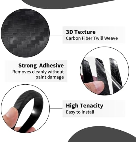 6 Inch 4Pcs 3D Carbon Fiber Texture Car Door Edge Protector Trim Strip Anti-Scratch and Anti-Collision Side Door Protectors Vehicle Exterior Accessories Sticker Black - Image 3