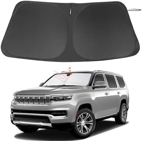 TINGLU Sun Shade for Jeep Wagoneer 2022-2025 2026(NOT for Grand Wagoneer) Accessories Windshield Sun Shade Window Shade UV Rays Protection Sun Visor Cover with Steering Wheel Sunshade Storage Bag by TINGLU