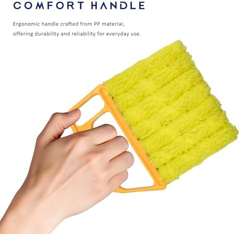 3 PCS Blind Cleaner Duster Tool, 7 Finger Detachable Duster Auto Air Conditioner Cleaning Tool, Washable Dusting Brush Handheld Cleaner for Vehicle Air Vents Blinds (Yellow) - Image 3