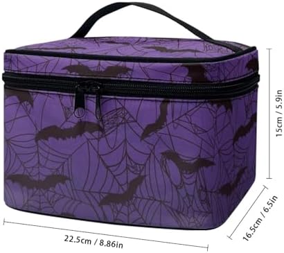 Purple Makeup Bag for Women Large Capacity Travel Makeup Bag with Handle Spider Web Bat Print Toiletry Bags for Travel Holiday Halloween Party - Image 4