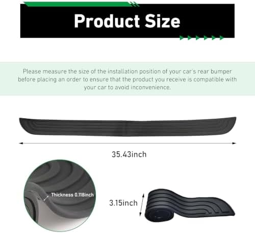 Rear Bumper Protector, Rubber Anti-Scratch Trunk Guard, Non-Slip Door Sill Protection Strip, Universal Automotive Exterior Accessories for Car SUV Truck (35 x 2.75 Inch) - Image 2