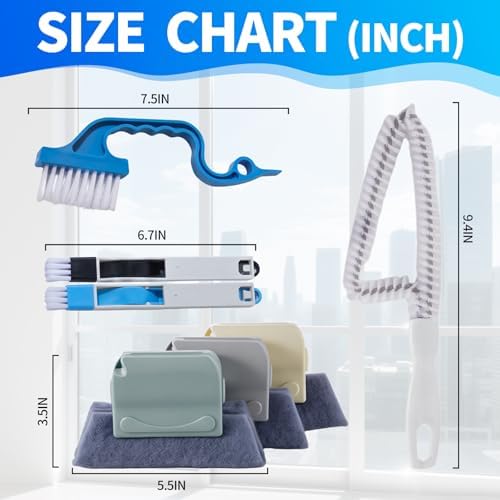 Window Track Cleaner, 13-Piece Sill and Crevice Cleaning Brush Kit - Image 3