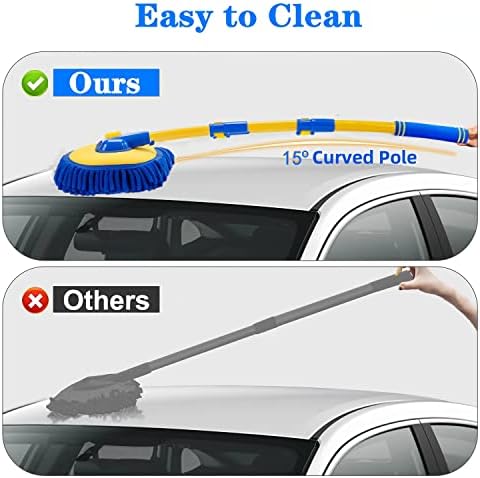 MVEQRRN 15°Curved Chenille Car Wash Brush Mop with Long Handle(Blue) - Image 4