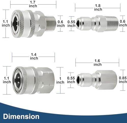 Raincovo Pressure Washer Quick Connect 3/8 Inch, Stainless Steel, 8 Piece - Image 4
