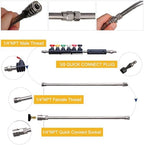 LIULO TOOL 9 Pack Pressure Washer Extension Wand, Stainless Steel Power Washer Lance with 6 Nozzle Tips for Gutter Cleaning, 3 Gutter Cleaner Attachments Curved Rod, 1/4 inch Quick Connect, 4000 PSI - Image 4
