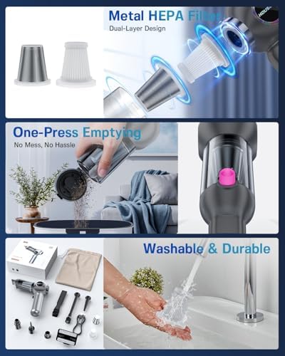 houscly Car Vacuum Cordless Mini Handhled 4-in-1 High Power Cleaner 25000Pa - Image 6