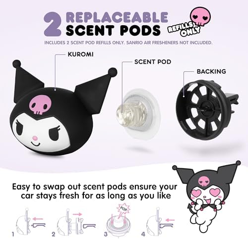 Hello Kitty & Friends Kuromi Car Air Freshener Refills 2-pack - Midnight Lavender Scent - Cute and Long-Lasting Kuromi Car Accessories, Odor Eliminator, Fun Scents, 30 Days Freshness (2 Refills) - Image 3