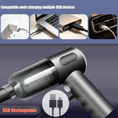 Compressed Air Duster Wireless Handheld Car Vacuum Cleaner, Air Blower 3 in 1 Electric Air Dusters Computer Vacuums Keyboard Cleaner Power Rechargeable Vacuum for Desk Home and Office Dust Cleaning - Image 5