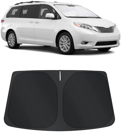 TINGLU Sun Shade for Toyota Sienna 2011-2020 Accessories Windshield Sun Shade Window Shade UV Rays Protection Sun Visor Cover with Steering Wheel Sunshade Storage Bag by TINGLU